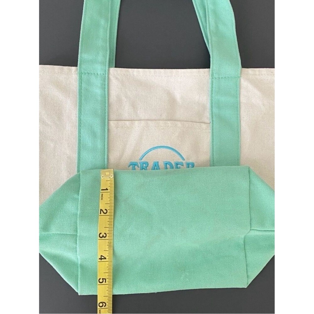 Rare NEW Trader Joe's Mini Pastel Canvas Tote Bag Cream & Mint Green Lunch Bag - Picture 8 of 9
